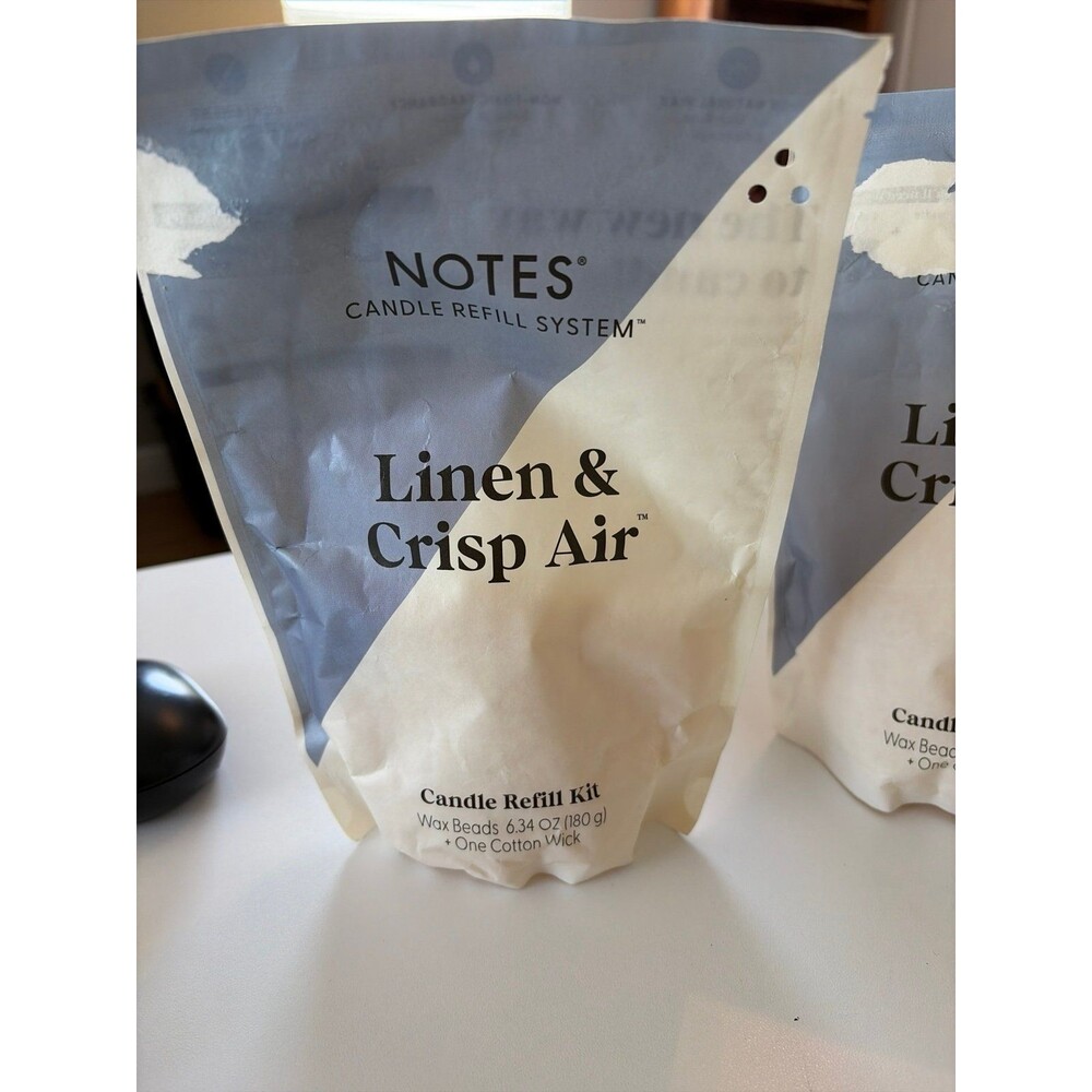 Notes candle refill system 2 pack Linen and crisp air sold as set of 2